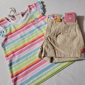 Gymboree Popsicle Party NWT size 5 AW shorts, size 6 shirt NWT outfit.